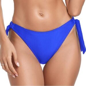 Relleciga Royal Blue Bikini Side Tie Swim Bottoms, Size L, NWOT